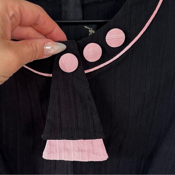 STOP STARING! L / 6 4 Vintage Retro Pinup Glam 30s Style Pencil Dress Black Pink - Picture 4 of 10